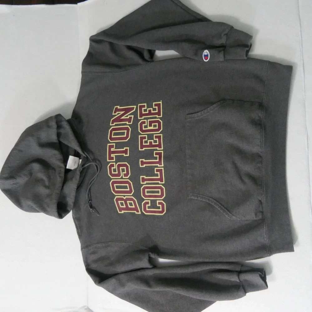 Boston College Gray Champion Hoodie M Pullover Sweatshirt NCAA Sports Eagles
